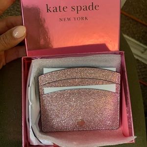 Kate spade pink glitter card holder/ wallet